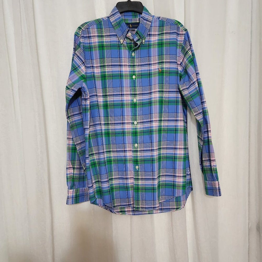 Ralph Lauren Classic Fit Button Plaid Shirt Long Sleeve Size Medium